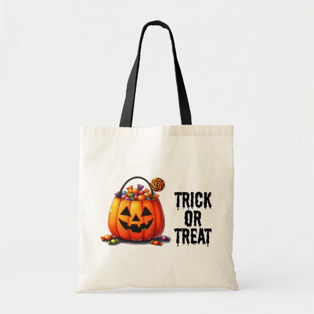 Kandiserad Jack-o'-Lantern Bus eller godis Tygkasse (Framsidan)