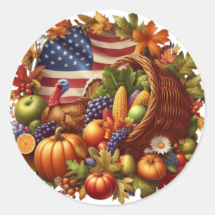 Kandutandning av kalkon i USA/Amerika/Thanksgiving Runt Klistermärke