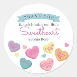 Kandy Birthday eller Baby Shower Favor Tag Runt Klistermärke