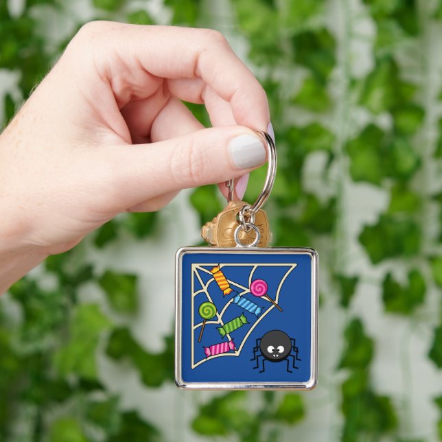 Kandy Catcher spider Fyrkantig Silverfärgad Nyckelring (Hand)