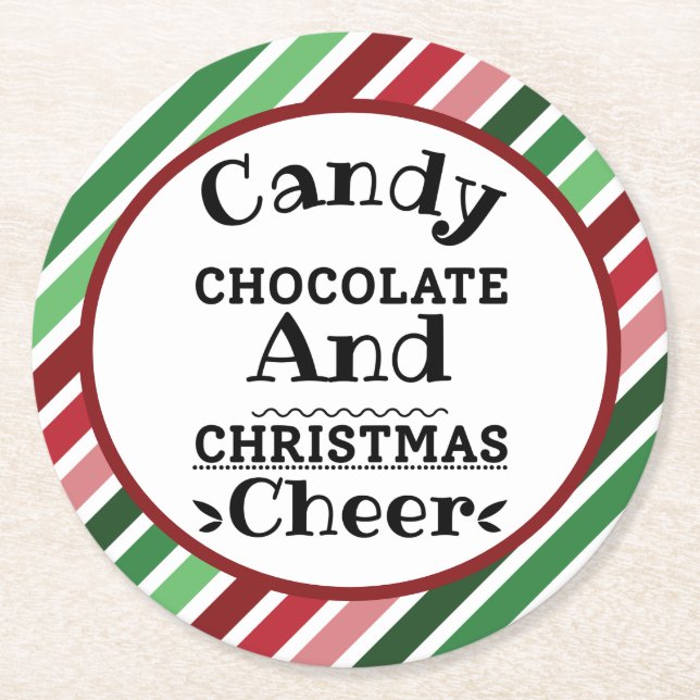 Kandy Chocolate och jul Cheer Underlägg Papper Rund (Framsidan)