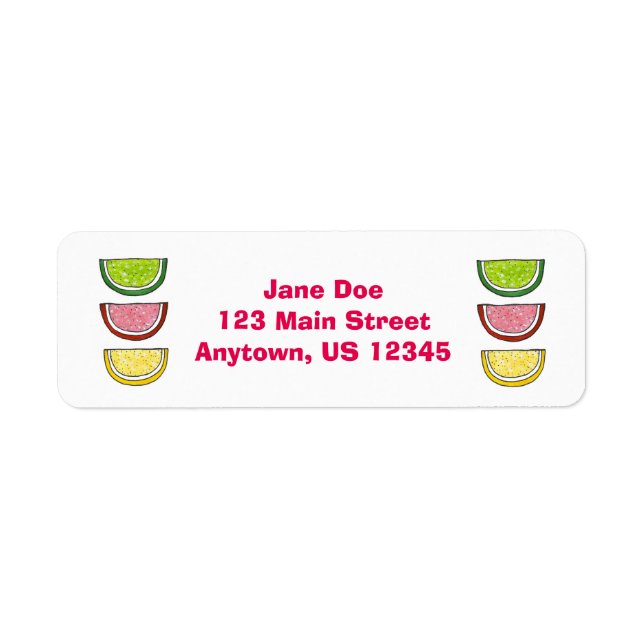 Kandy Fruit Segce Slices Sweet Candies Labels Returadress Etikett (Framsidan)