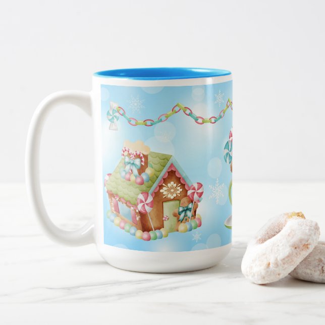 Kandy Gingerbröd och Candy cane Design Två-Tonad Mugg (Med munk)