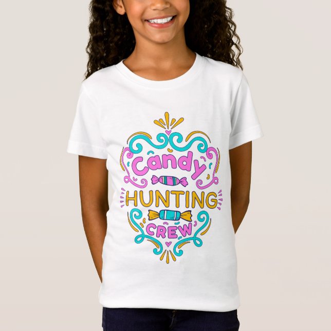 Kandy Hunting Crew med färgstarka blommor T Shirt (Framsida)