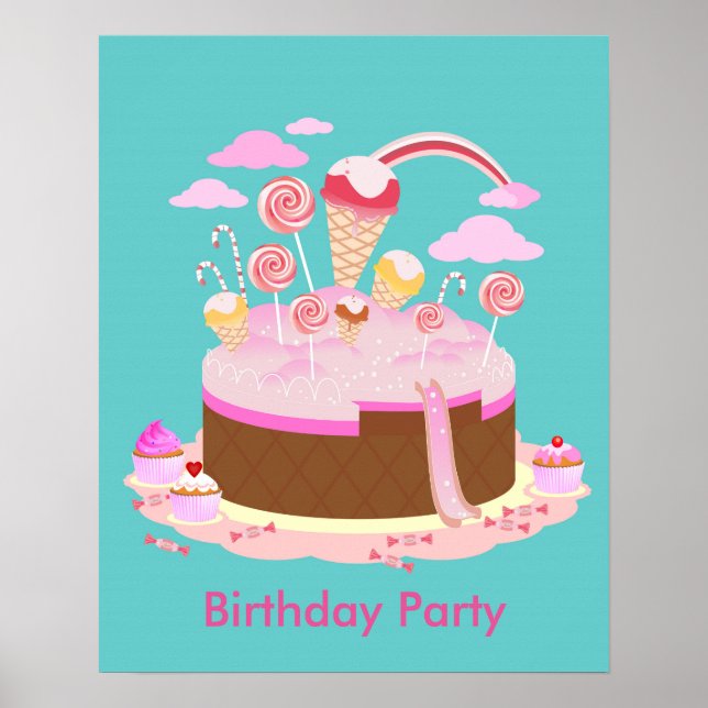 Kandy och chokladkakor för födelsedagsfest poster (Framsidan)
