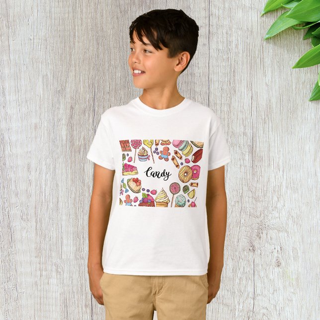Kandy och Dessert Doodles Sweet Treats Mönster T Shirt (Skapare uppladdad)