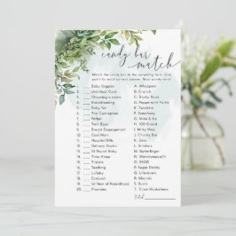 Kandy Pub Baby Shower Game Greenery Theme Inbjudningar