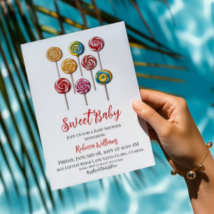 Kandy-Redo till pop Sweet Baby Shower Inbjudningar