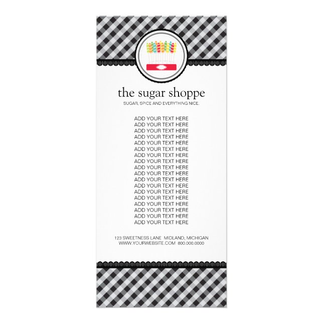 Kandy Shop-produktrackkort Reklamkort (Framsidan)