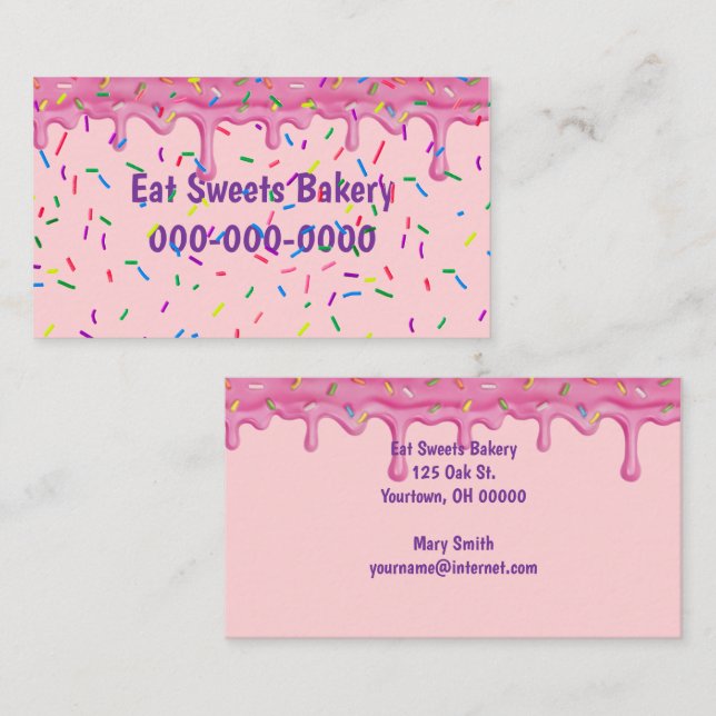Kandy Sprinkles och Icing Bakery Visitkort (Fram/baksida)