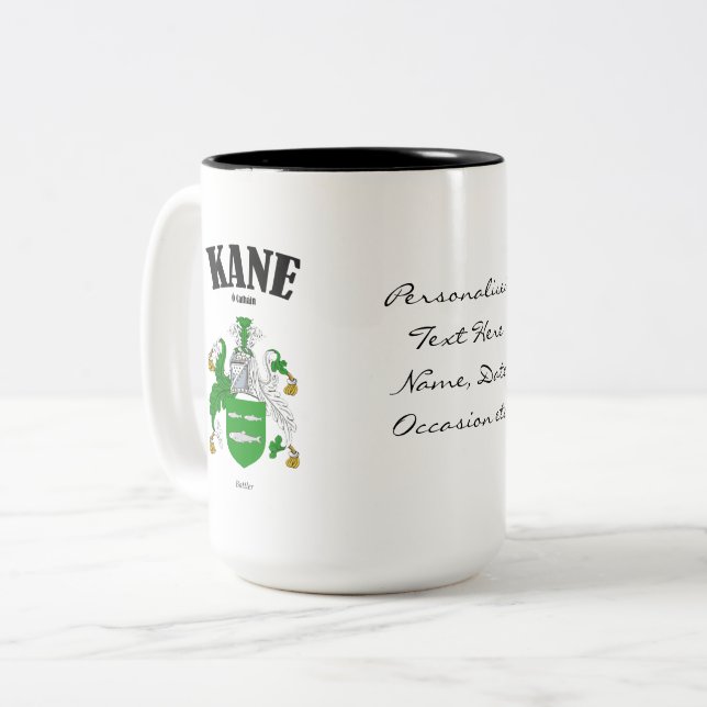 Kane Family Crest, Translation & Meaning Två-Tonad Mugg (Framsida vänster)