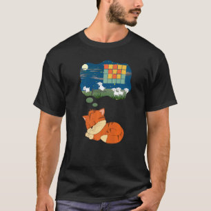 Kanel Apelsin Katt Räknar Får Drömmer Retro  T Shirt