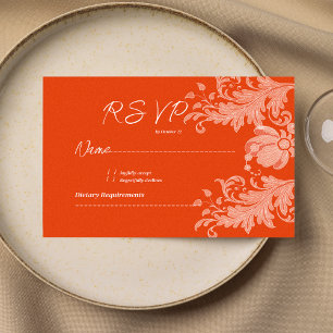 Kanel apelsin vit blomster spets RSVP Inbjudningar