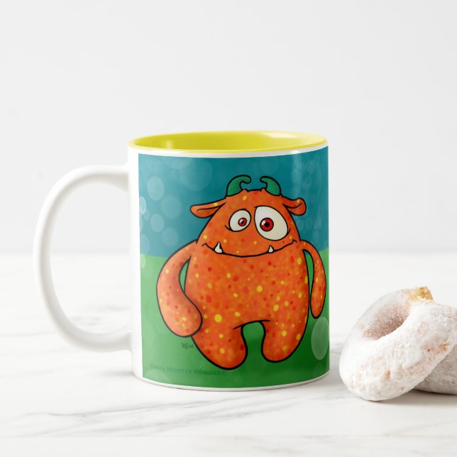 Kanel monster, w/quote Två-Tonad mugg (Med munk)