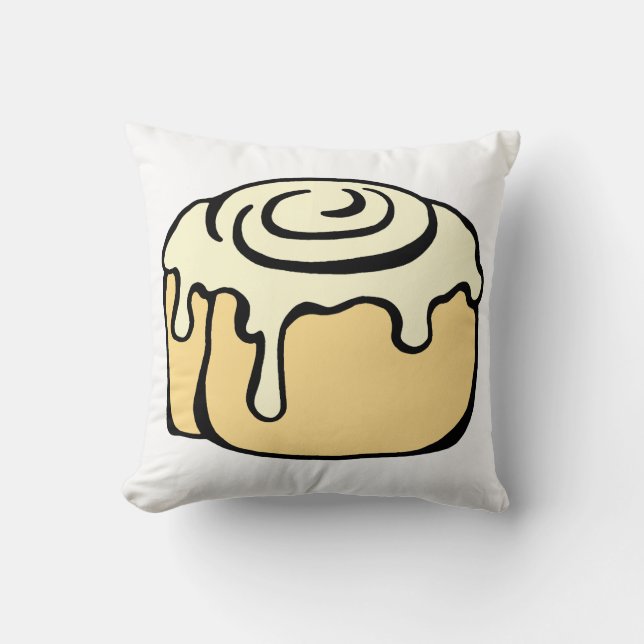 Kanel Roll Honung Bun Cute Tecknad Design White Kudde (Framsida)