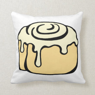 Kanel Roll Honung Bun Cute Tecknad Design White Kudde