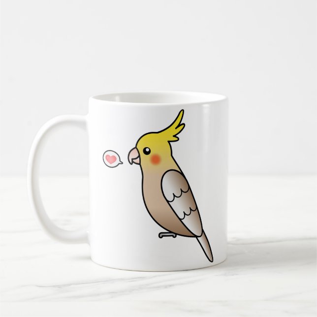 Kanel Tecknad Nymfparakit Papegoja Fågel Kärlek Kaffemugg (Vänster)