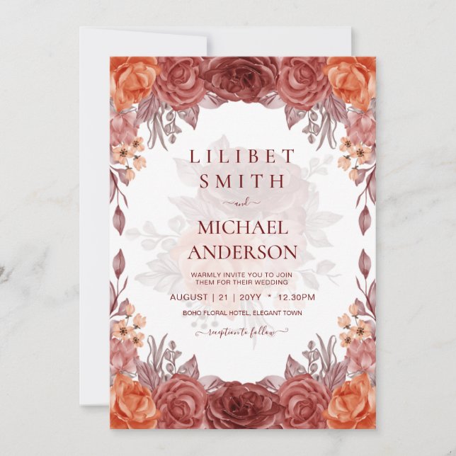 Kanel Terrakotta HÖST Blommig Botanisk BRÖLLLOP (Framsida)