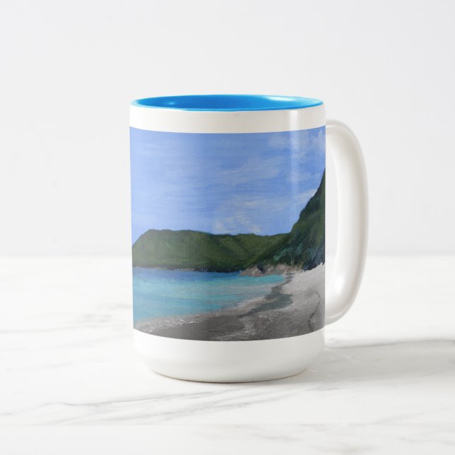 Kanelbrun fjärd St John USVI Två-Tonad Mugg (Framsida höger)
