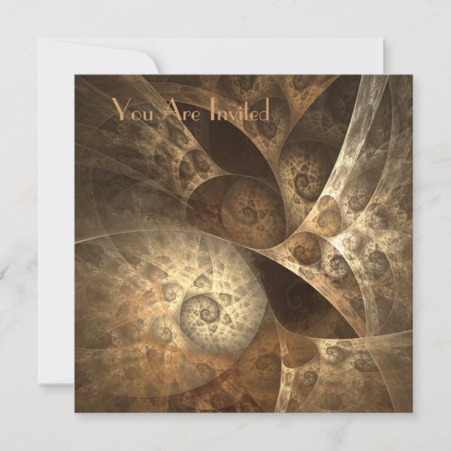 Kanelbruna & ljust rödbrun Fractalpartyinbjudan Inbjudningar (Framsida)