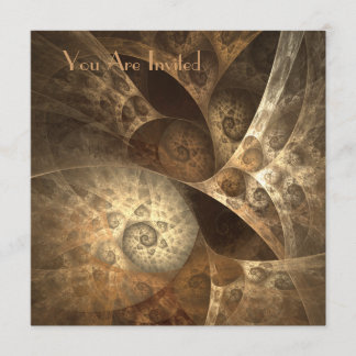 Kanelbruna & ljust rödbrun Fractalpartyinbjudan Inbjudningar