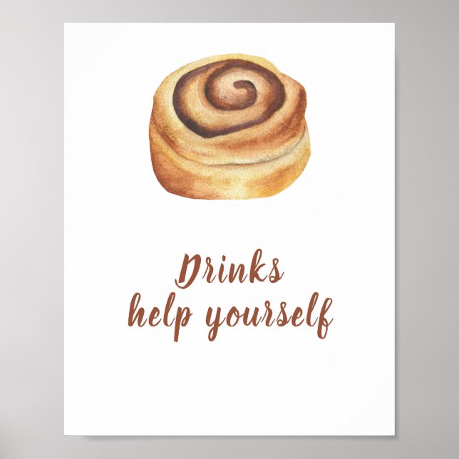 Kanelbulle baby shower drycker poster (Framsidan)