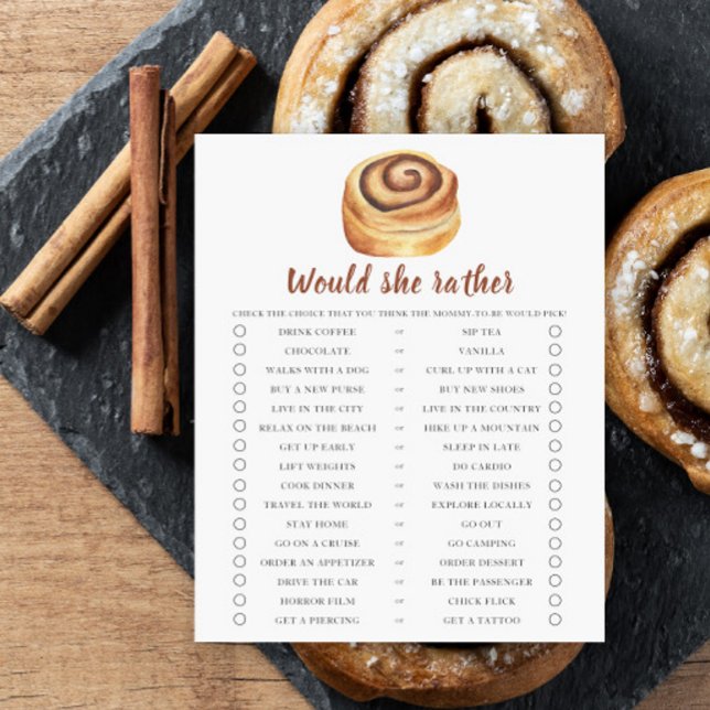 Kanelbulle baby shower Vill hon hellre (Skapare uppladdad)
