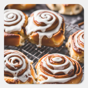 Kanelbulle Fyrkantigt Klistermärke