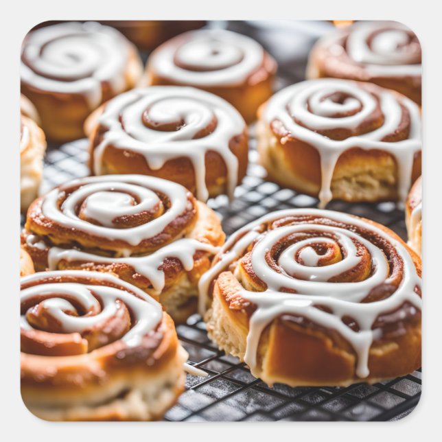 Kanelbulle Fyrkantigt Klistermärke (Framsida)