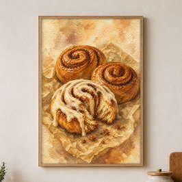 Kanelbulle på Pergament Vattenfärgposter Poster