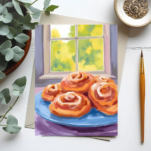 Kanelbulle Vattenfärg Bakeri Vykort