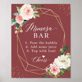 Kanelrosröda bröllopsmimosa-barskylt poster