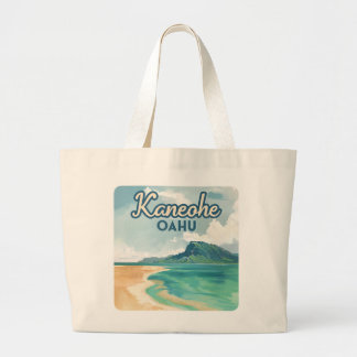 Kaneohe Sandbar Oahu Hawaii Retro Jumbo Tygkasse