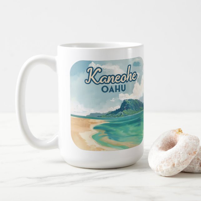 Kaneohe Sandbar Oahu Hawaii Retro Kaffemugg (Med munk)