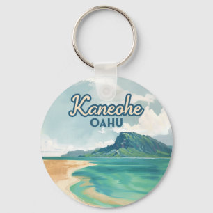 Kaneohe Sandbar Oahu Hawaii Retro Nyckelring