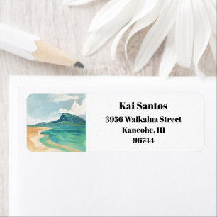 Kaneohe Sandbar Oahu Hawaii Retro Returadress Etikett