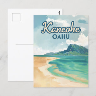 Kaneohe Sandbar Oahu Hawaii Retro Vykort