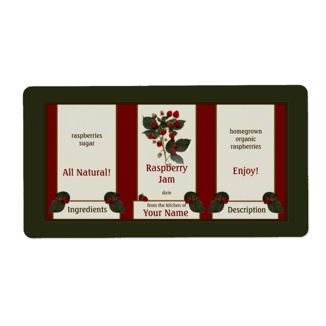 Kaneringsetikett Raspberry Sylt 3 Fraktsedel (Framsidan)