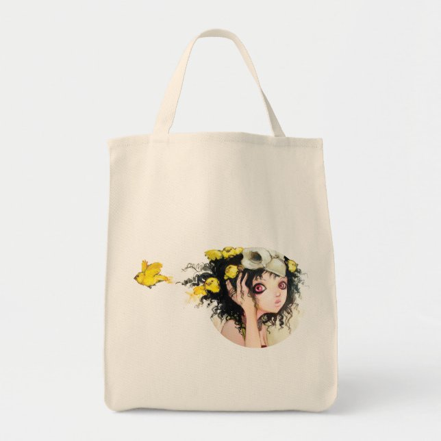 Kanfas för fågelbolivsmedeltotot hänger lös tygkasse (Framsidan)