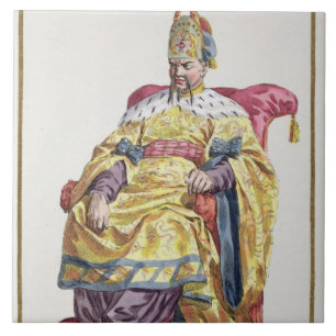 Kang Tsi (1662-1722) Manchu kejsare av china från Kakelplatta