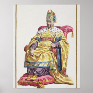 Kang Tsi (1662-1722) Manchu kejsare av china från Poster