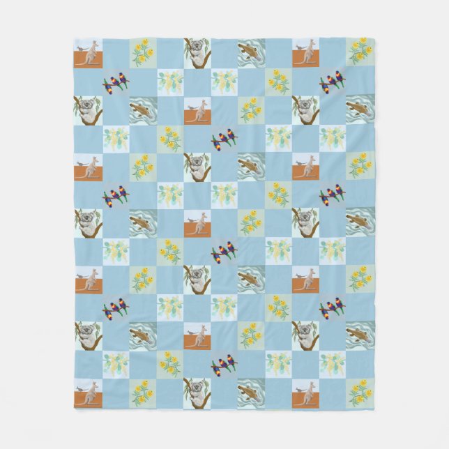 Kanga Koala Platypus och mattor Fleecefilt (Framsidan)