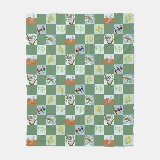 Kanga Koala Platypus och vänner Aussie Fleecefilt (Framsidan)