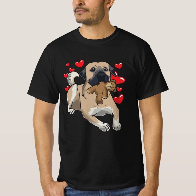 Kangal hund med mjukisdjur och många hjärtan t shirt (Framsida)