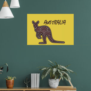 Kangaroo Aboriginal Mosaic Poster