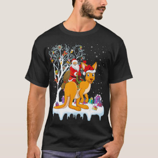 Kangaroo Älskare Julafton Gift Santa Riding Kangar T Shirt