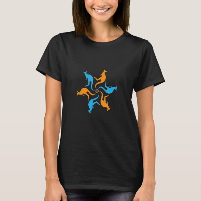 Kangaroo Animal Mandala Mönster T Shirt (Framsida)