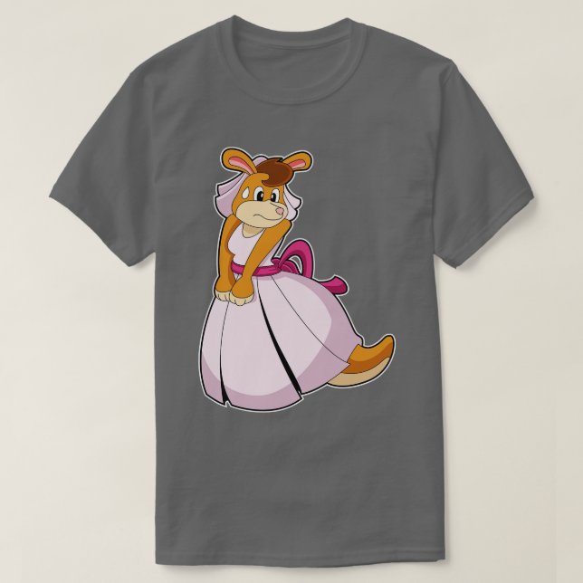 Kangaroo as Bride with Bröllop dress T Shirt (Design framsida)