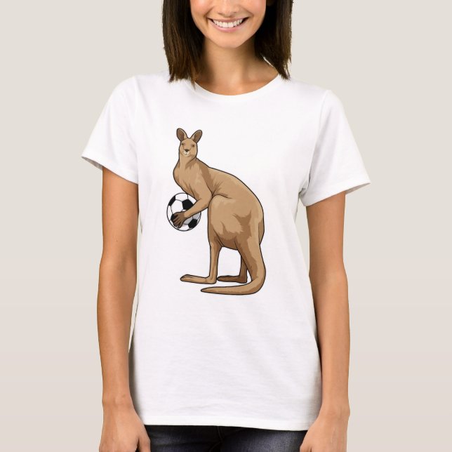Kangaroo at Soccer Sports T Shirt (Framsida)
