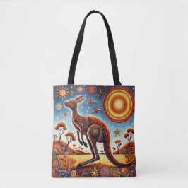 Kangaroo Aussie Aboriginal Art stil Wildlife Tygkasse